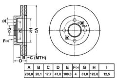ON FREN DISKI HAVALI 238MM R21 KANGO CLIO 1.4 1.5DCI 1.6 1.9D K9K 7700756572