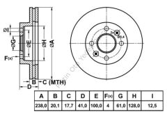 ON FREN DISKI HAVALI 238MM R21 KANGO CLIO 1.4 1.5DCI 1.6 1.9D K9K 7700756572