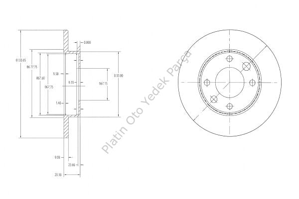 ON FREN DISKI LOGAN 1.4 MPI 04-K7J 710 R9 R11 ( 238 - 12-10,5 MM ) 7700704705