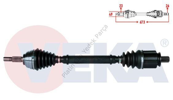 KOMPLE AKS SOL ON MEGANE II (BM0/1,CM0/1) 1.6i 16v A-T UZUNLUK 673mm 2002-2008 8200613829 8200267041 8200283034 8200287545 8200613828 82006
