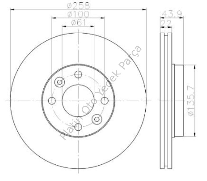 ON FREN DISKI HAVALI 258-4MM DOKKER LODGY 1.6-1.5DCI 10> 402061200R