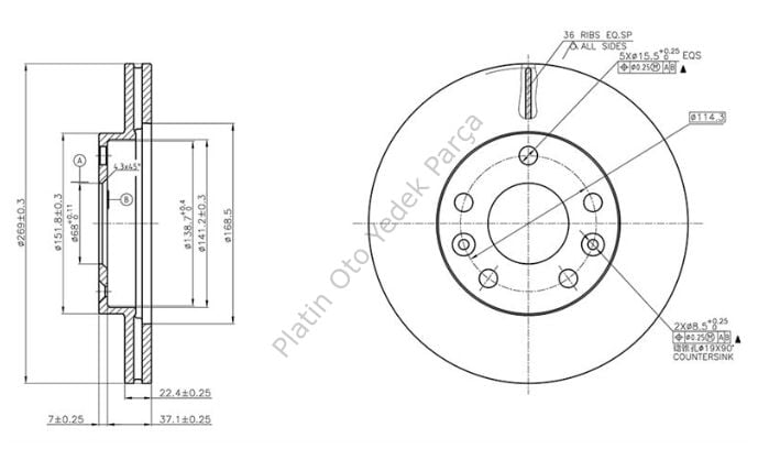 ON FREN DISKI 269-5 DUSTER 1.6 16V 1.5DCI MEGANE IV 402066300R 402061715R