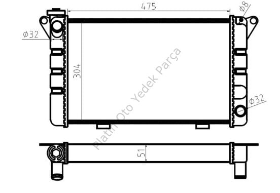 SU RADYATORU MEKANİK R12 51MM  3 SIRALI 475×304×51 7700571518 7700571627 7702188783 7702189027 7702247461