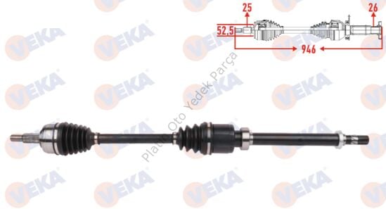 KOMPLE AKS SAG ON UZUNLUK 946mm MEGANE IV 1.3 Tce (EURO 6) 391009996R 391012926R 391013958R 391014832R 8201494916