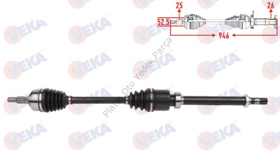 KOMPLE AKS SAG ON UZUNLUK 946mm MEGANE IV 1.3 Tce (EURO 6) 391009996R 391012926R 391013958R 391014832R 8201494916