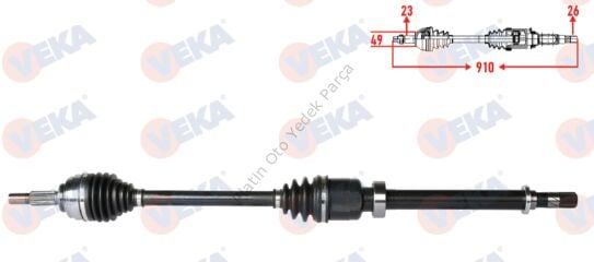KOMPLE AKS SAG ON UZUNLUK 910mm CLIO IV 1.5DCI LOGAN MCV 1.5CDI 391008239R 391000262R 391017355R