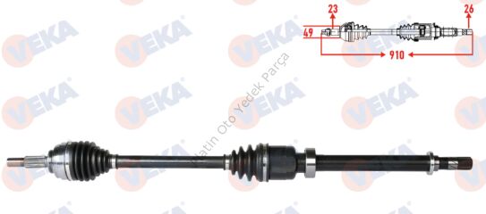 KOMPLE AKS SAG ON UZUNLUK 910mm CLIO IV 1.5DCI LOGAN MCV 1.5CDI 391008239R 391000262R 391017355R