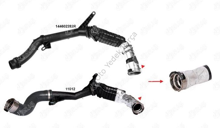 TURBO HORTUMU KUCUK PLASTIK PARCA HARIC DOKKER LODGY LOGAN II SANDERO II DUSTER 1.5DCI CLIO IV  1.5DCI 144604018R 144609034R