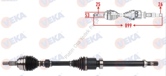 KOMPLE AKS SAG ON UZUNLUK 899mm CLIO V (B7_) 1.0 TCe 100 (B7MT) 391009375R