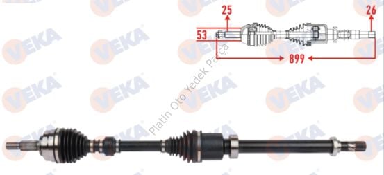 KOMPLE AKS SAG ON UZUNLUK 899mm CLIO V (B7_) 1.0 TCe 100 (B7MT) 391009375R