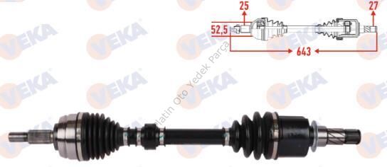 KOMPLE AKS SOL ON UZUNLUK 643mm MEGANE IV 1.3Tce 1.5Blue dCi 391011313R