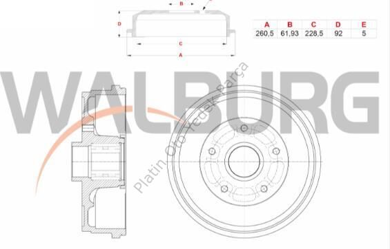 FREN KAMPANASI ARKA RULMANLI ABS OKUYUCULU 5 DELIK 260,5X61,93X228,5X92 432005445R 432008310R 432007075R 432008208R