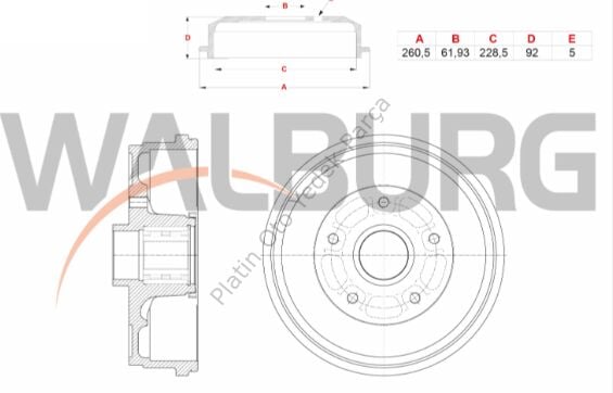 FREN KAMPANASI ARKA RULMANLI ABS OKUYUCULU 5 DELIK 260,5X61,93X228,5X92 432005445R 432008310R 432007075R 432008208R