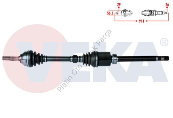 KOMPLE AKS SAG ON NISSAN QASHQAI (J10) 1.5 DCI UZUNLUK 941mm 2007-2014 39100JD52B 39100-JD52B 39100BB32B 39100-BB32B