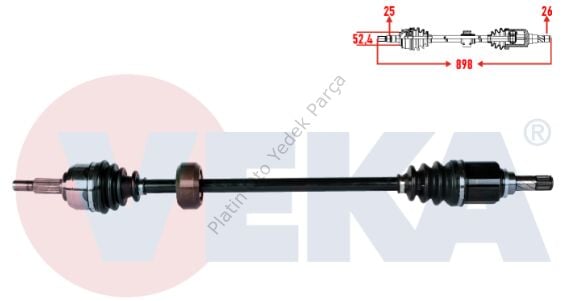KOMPLE AKS SAG ON DOKKER 1.5 DCI UZUNLUK 898mm 2012- 391002807R 391006130R 391006276R 391002167R