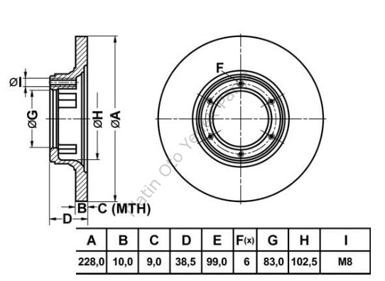 ON FREN DISKI DUZ 228MM R12 7701466540 7700502515 7701466540 7700502515